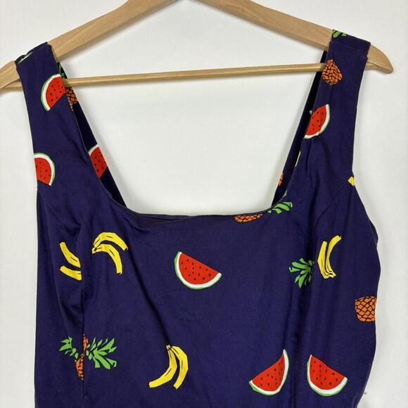 Vintage 90's Novelty Purple Fruit Print A-line Dress Size: 1x - Picture 5 of 9